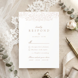 Cartão RSVP Casamento Clássico Ornate Marfim Vintage