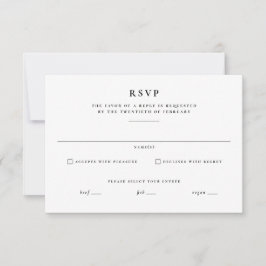 Cartão RSVP Casamento clássico preto e branco