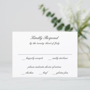 Cartão RSVP Casamento Clássico Preto e Branco Atemporal