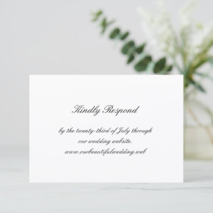 Cartão RSVP Casamento Clássico Preto e Branco Atemporal