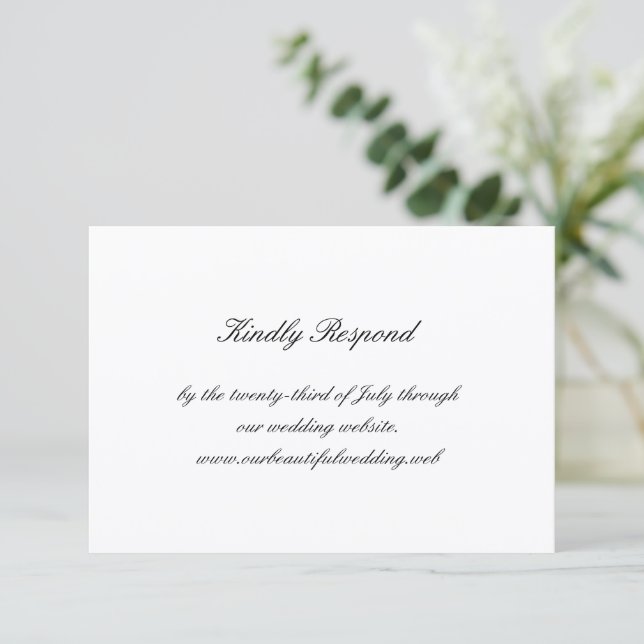 Cartão RSVP Casamento Clássico Preto e Branco Atemporal (Em pé/Frente)