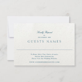 Cartão RSVP Casamento Clássico Romântico Azul Elegante QR CODE