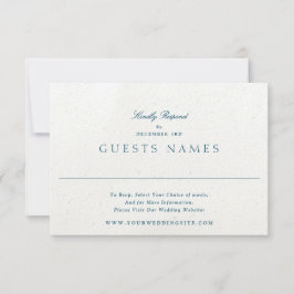 Cartão RSVP Casamento Clássico Romântico Azul Elegante QR CODE