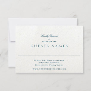 Cartão RSVP Casamento Clássico Romântico Azul Elegante QR CODE