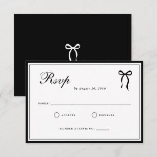 Cartão RSVP Casamento Clássico Velho Dinheiro Preto e Branco
