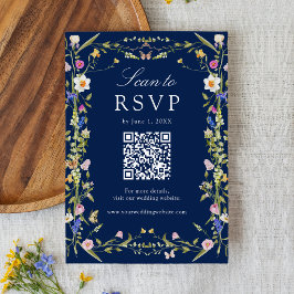Cartão RSVP Casamento Código QR de Prado de Flores Silvestres