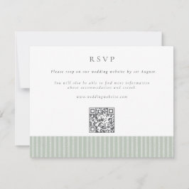 Cartão RSVP Casamento Código QR Elegantes Listras Verde Sálvia