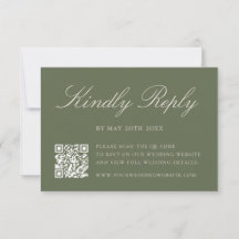 Casamento Código QR em Verde Oliva Elegante