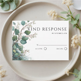 Cartão RSVP Casamento Código QR Eucalipto Verde Sálvia