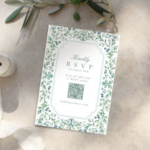 Casamento Código QR Floral Botânico Sage Vintage