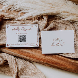 Cartão RSVP Casamento Código QR Floral Laranja Queimada Terrac