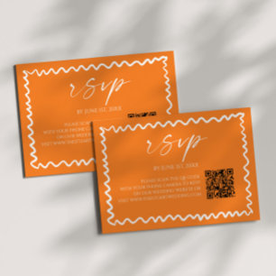 Cartão RSVP Casamento Código QR Laranja Cítrico Caprichoso