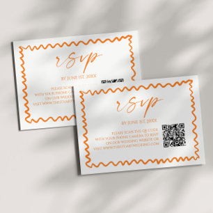 Cartão RSVP Casamento Código QR Laranja Cítrico Caprichoso