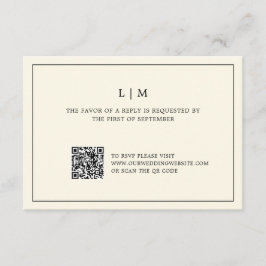 Cartão RSVP Casamento Código QR Monograma Amarelo Manteiga Mod