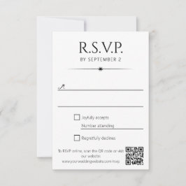 Cartão RSVP Casamento Código QR Preto Branco Elegante Explosão