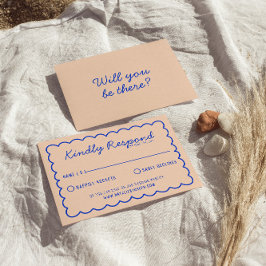 Cartão RSVP Casamento Colorido com Cor Azul Moderno