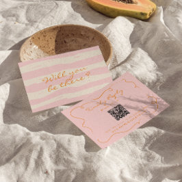 Cartão RSVP Casamento Colorido de Código QR Pinstripes Escrito