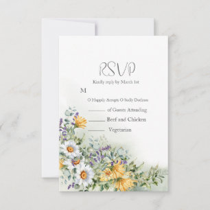 Cartão RSVP Casamento Colorido de Flores Selvagens
