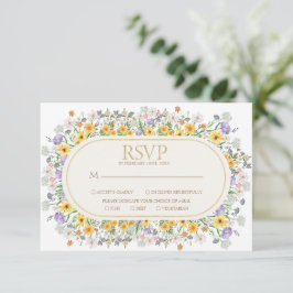 Cartão RSVP Casamento Colorido de Jardim Floral de Flor Primav