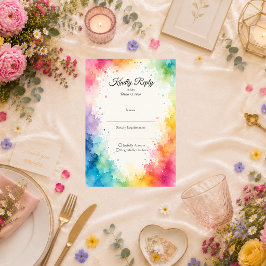 Cartão RSVP Casamento Colorido em Aquarela