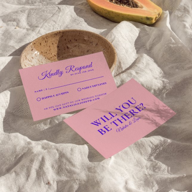 Cartão RSVP Casamento Colorido Moderno Retrô Desenhado Funky (Criador carregado)