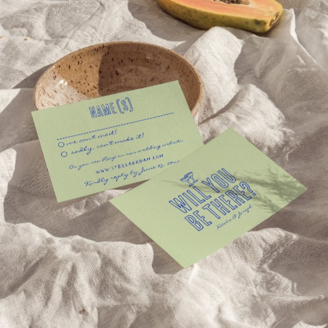 Cartão RSVP Casamento Colorido Retro Funky Escrito À Mão (Criador carregado)