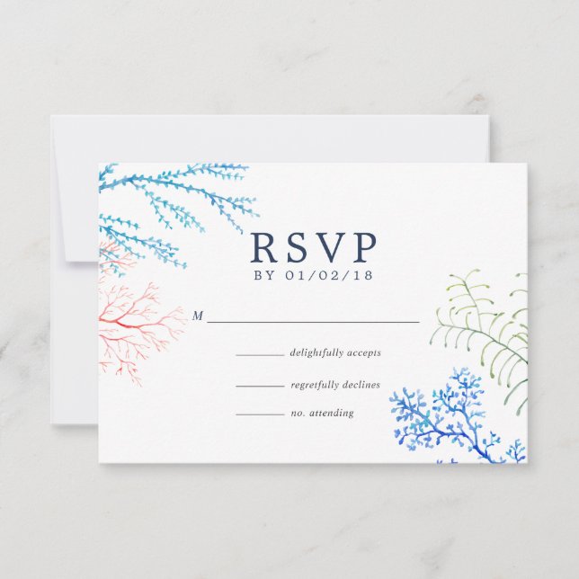 Cartão RSVP Casamento com a Parede de Algas Aquáticas (Frente)