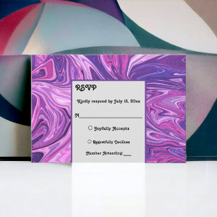 Cartão RSVP Casamento com Abstrato de Arte de Galáxia Azul Mod