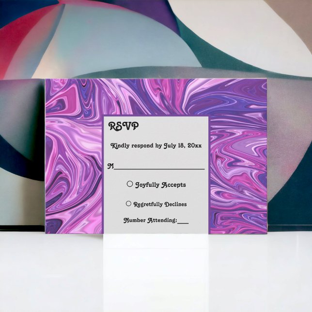 Cartão RSVP Casamento com Abstrato de Arte de Galáxia Azul Mod (Criador carregado)