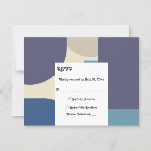 Cartão RSVP Casamento com Abstrato de Retro Roxo Púrpura de Pa