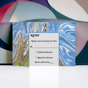 Cartão RSVP Casamento com Abstrato de tom verde da Terra do cé