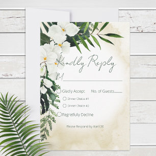 Cartão RSVP Casamento com Aquarela de Praia Tropical Boho