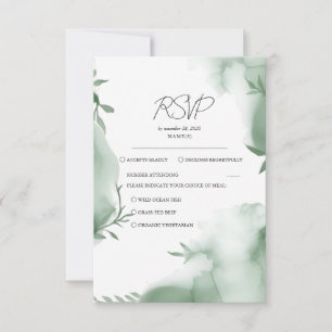 Cartão RSVP Casamento com Aquarela de Vegetação de Eucalipto E