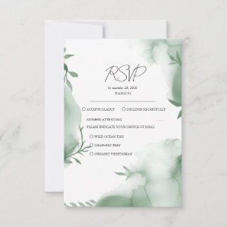 Cartão RSVP Casamento com Aquarela de Vegetação de Eucalipto E
