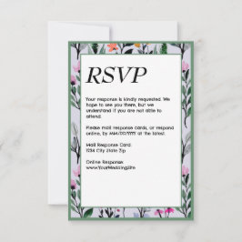 Cartão RSVP Casamento com Aquarela Floral Caprichosa
