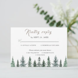Cartão RSVP Casamento com Aquarela Florestal de Inverno