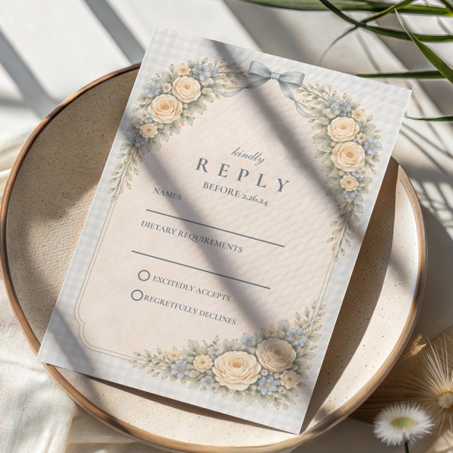 Cartão RSVP Casamento com Arco de Rosa Romântica (Criador carregado)
