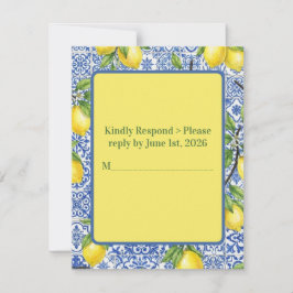 Cartão RSVP Casamento com Azulejo Siciliano e Limão
