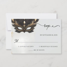 Cartão RSVP Casamento com Baile de formatura de Mascarada de d