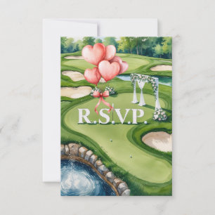 Cartão RSVP Casamento com bola de golfe em verde
