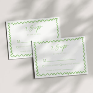 Cartão RSVP Casamento com Borda Ondulada Verde Cítrico Caprich