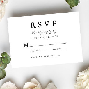 Cartão RSVP Casamento com Brasão de Monograma Elegante