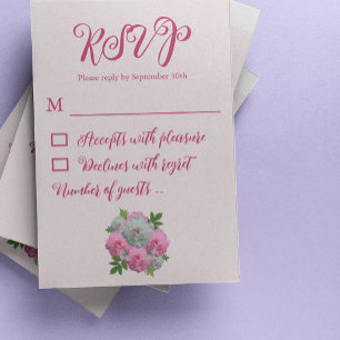 Cartão RSVP Casamento com Buquê de Peônia