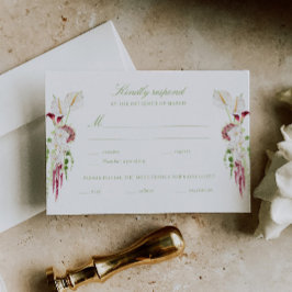 Cartão RSVP Casamento com Buquê Floral em Cascata