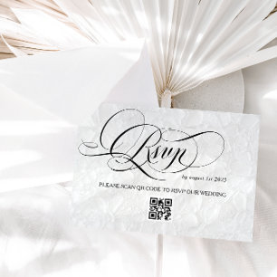 Cartão RSVP Casamento com Caligrafia Branca Floral