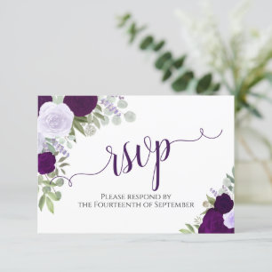 Cartão RSVP Casamento com Caligrafia Floral Elegante