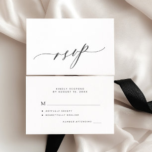 Cartão RSVP Casamento com caligrafia simples e elegante