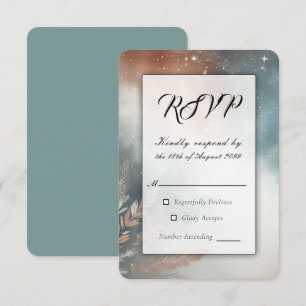 Cartão RSVP Casamento com Céus de Poeira Estelar em Sage e Ter