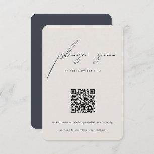 Cartão RSVP Casamento com Código QR de Caligrafia Minimalista