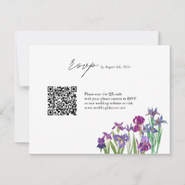 Cartão RSVP Casamento com código QR de flor Iris